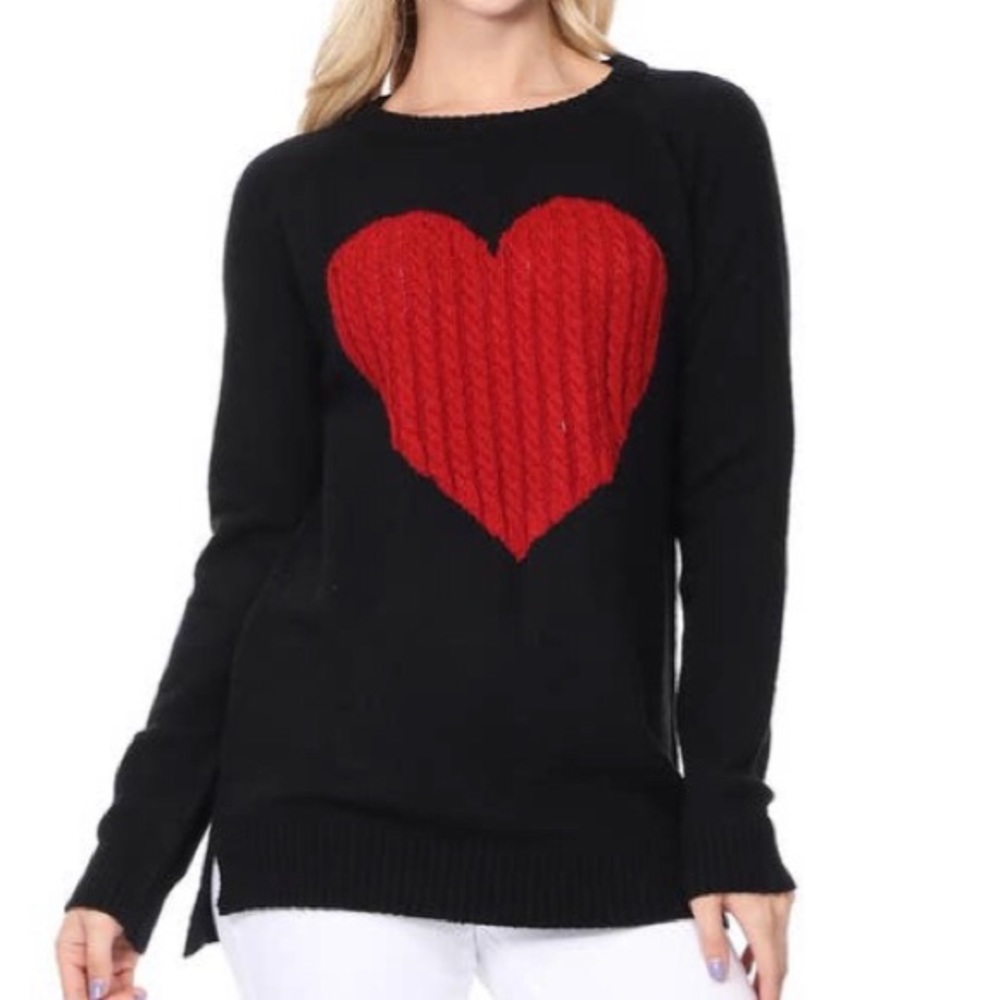 Red & Black HEART Knit Sweater